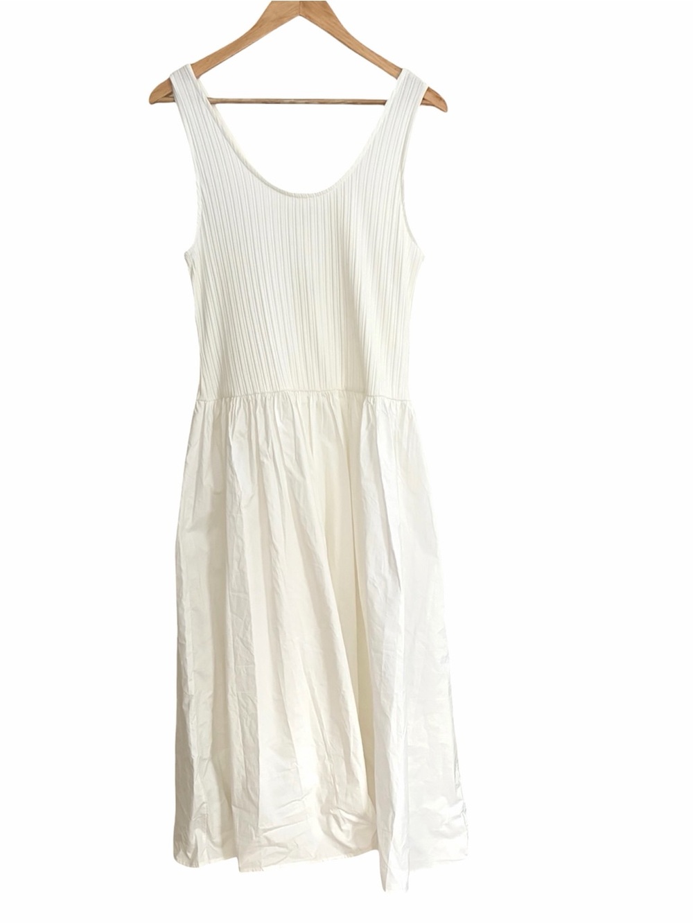 Madewell NQ613 White Ribbed Drop Waist Tank Midi Dress Large - Picture 2 of 4